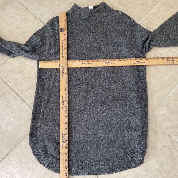 Chico's Tunic  Mock Neck Sweater size M heather gray Cotton Blend Rounded Hem - Picture 8 of 13